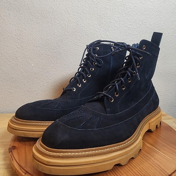 Marc Nolan Odin Boots Mens Size 14 Blue Suede Combat Zip Ankle Lug Sole main image 5